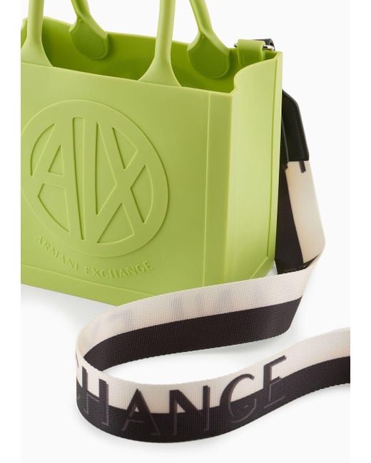 Armani Exchange Green Milky Bag With Embossed Logo In Recycled Material