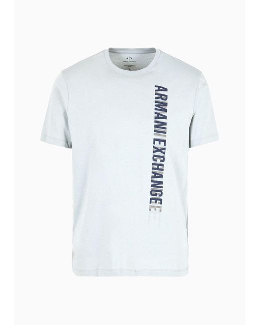Armani Exchange Blue Regular Fit Jersey T-shirt With Vertical Print for men