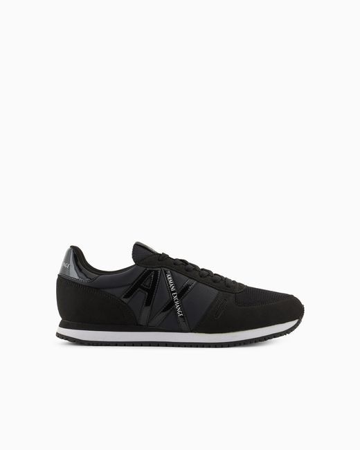 ARMANI EXCHANGE Black Sneakers With Micro-Suede, Mesh And Nylon Details