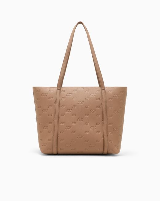 ARMANI EXCHANGE Natural Shopping Bag With An Embossed Logo