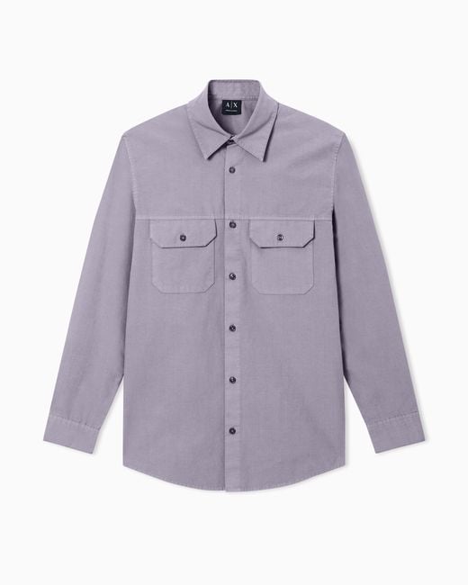 ARMANI EXCHANGE Purple Cotton Ripstop Shirt for men