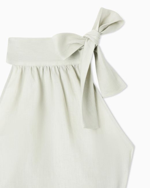 ARMANI EXCHANGE White Short Linen Poplin Dress