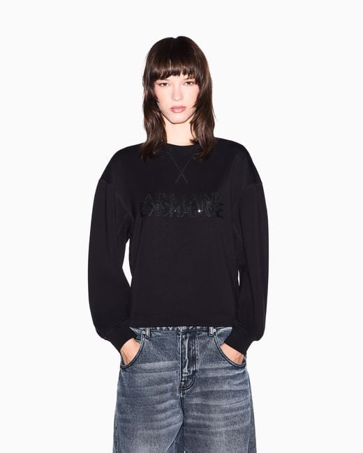 ARMANI EXCHANGE Blue Sweatshirt Stretch Viscose Scuba