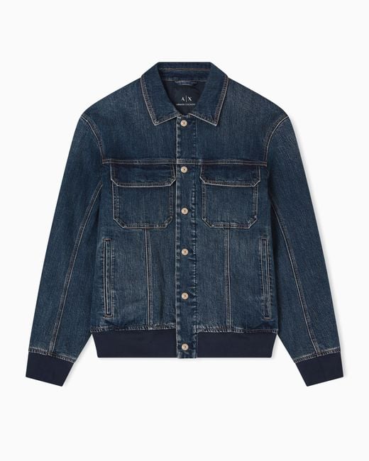 Veste En Jean Avec Empiècements Élastiques ARMANI EXCHANGE pour homme en coloris Blue
