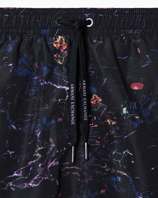 ARMANI EXCHANGE Blue All-Over Graphic Print Swimsuit for men