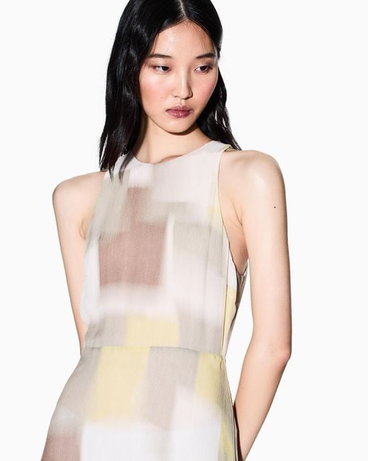 ARMANI EXCHANGE Natural Midi Dress With Allover Abstract Print