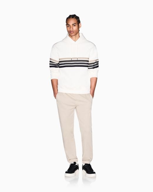 ARMANI EXCHANGE White Structured Hoodie for men