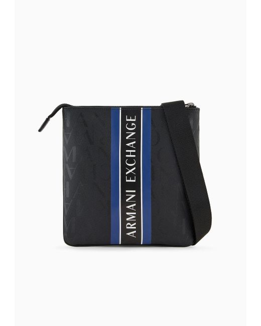 Armani Exchange Blue All Over Logo Crossbody Bag for men