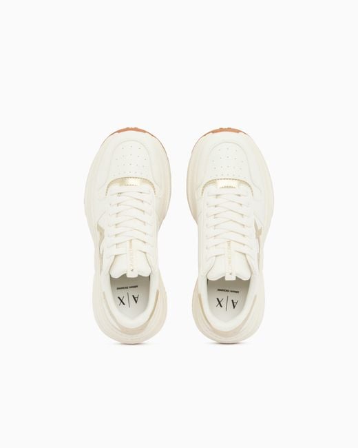 ARMANI EXCHANGE White Sneakers With Metallic Details And Rubber Sole