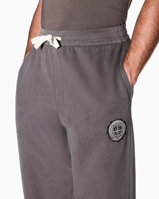 ARMANI EXCHANGE Gray Regular Fit Trousers Cotton French Terry for men