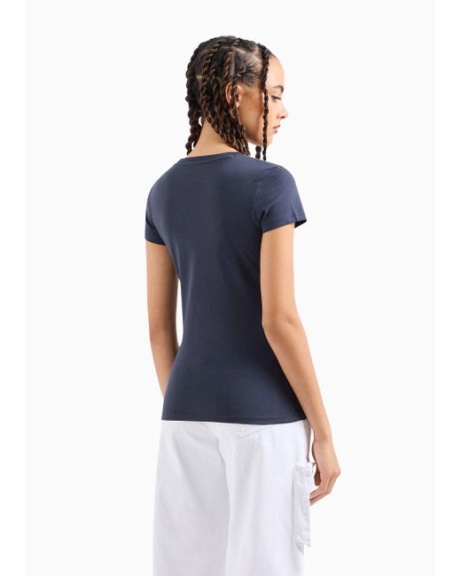 Armani Exchange Blue Slim Fit T-shirt In Asv Organic Cotton
