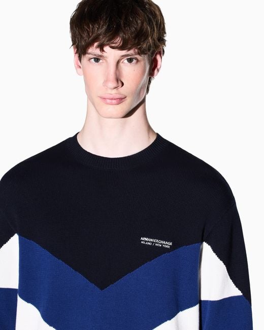 ARMANI EXCHANGE Blue Regular Fit Pullover for men