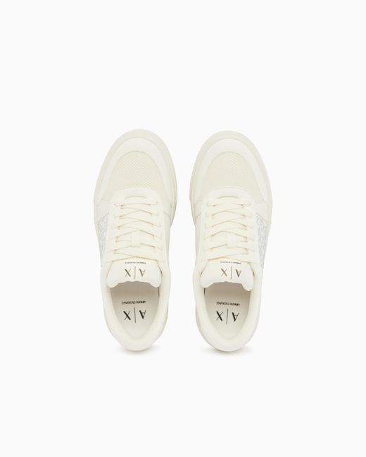 ARMANI EXCHANGE White Lace-Up Low-Top Sneakers