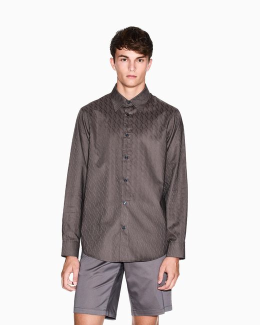 Chemise En Jacquard De Coton Coupe Régulière ARMANI EXCHANGE pour homme en coloris Brown