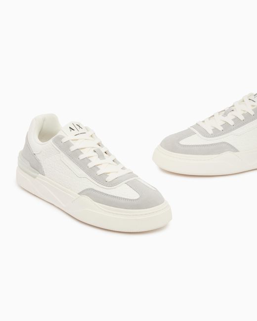 ARMANI EXCHANGE Low-Top Sneaker Mit Wildledereinsätzen Und Schnürung in White für Herren