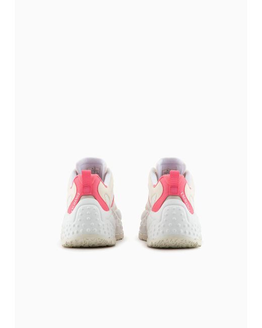 Armani Exchange Pink Soft Logo Lettering Colorblock Sneakers