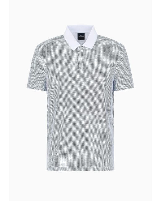 Armani Exchange Gray Regular Fit Short-sleeved Polo Shirt With Contrasting Collar for men