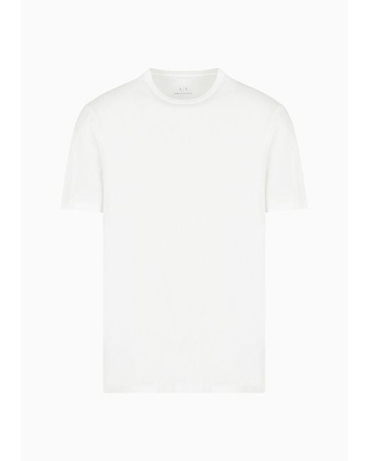 Armani Exchange White Regular Fit Mercerized Cotton T-shirt With Logo On The Chest for men
