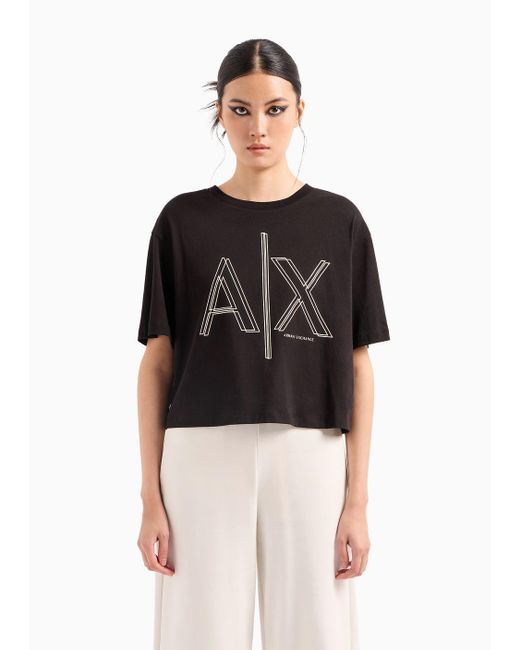 Armani Exchange Black Asv Cropped T-shirt