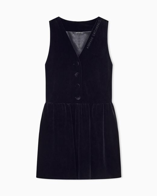 ARMANI EXCHANGE Blue Slim Fit Jumpsuit Stretch Velvet
