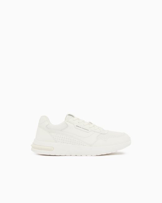 ARMANI EXCHANGE White Technical Fabric Sneakers for men