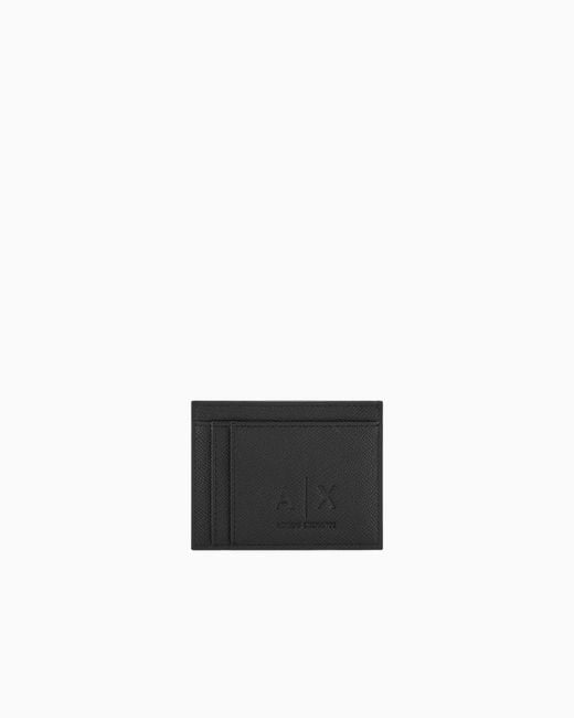 ARMANI EXCHANGE White Smooth Texture Card Holder for men