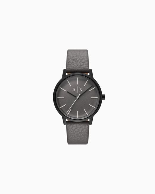 Reloj De Tres Manecillas De Piel Gris ARMANI EXCHANGE de hombre de color Gray