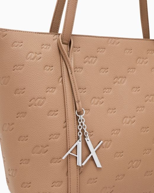 ARMANI EXCHANGE Natural Shopping Bag With An Embossed Logo