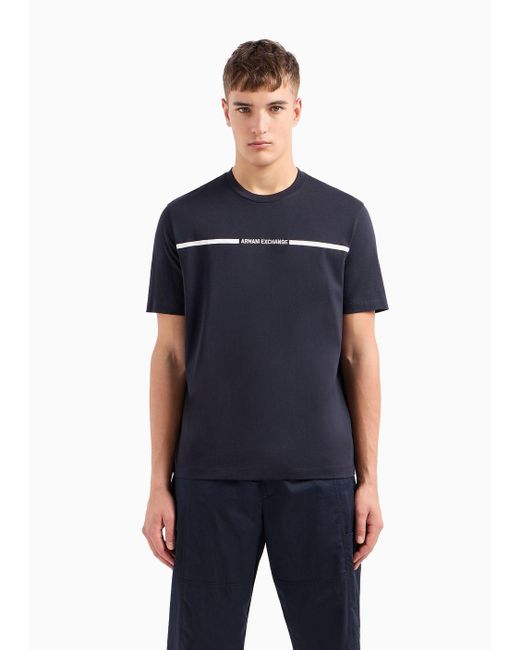 T-shirt Regular Fit Con Strip Logo di Armani Exchange in Blue da Uomo