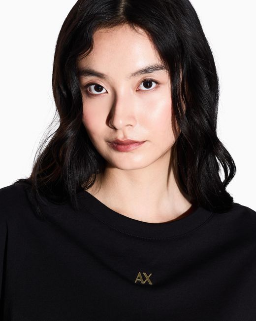ARMANI EXCHANGE Black Cropped Cotton Jersey T-Shirt