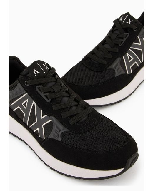 Armani Exchange Black Multi-material Sneakers for men