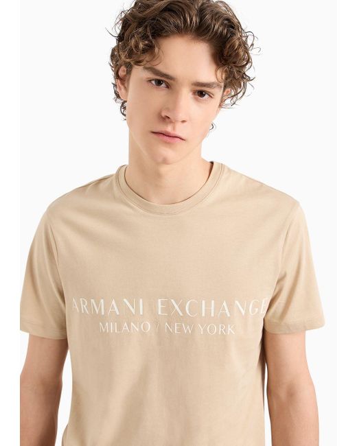 Armani Exchange Jersey-t-shirt In Normaler Passform in Natural für Herren