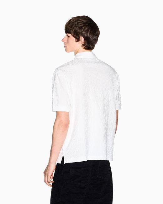 ARMANI EXCHANGE White Jacquard Polo Shirt for men