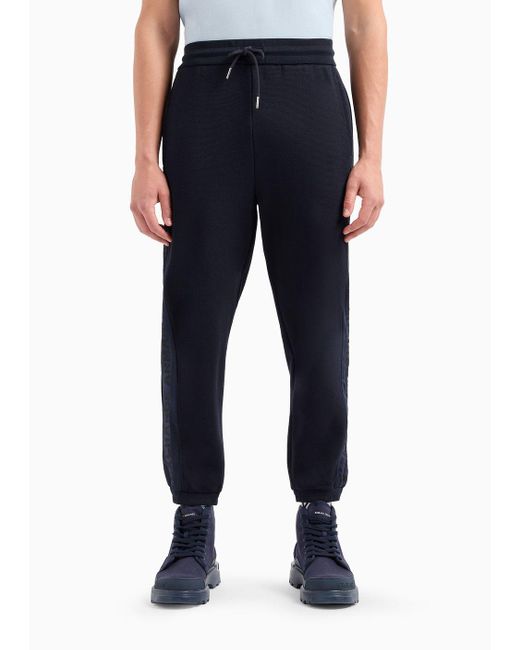 Armani Exchange Blue Jogger Trousers With Logo Tape for men