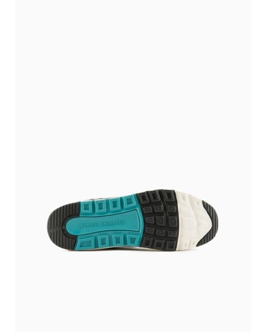 Armani Exchange Blue Multicolor Mesh Sneakers for men