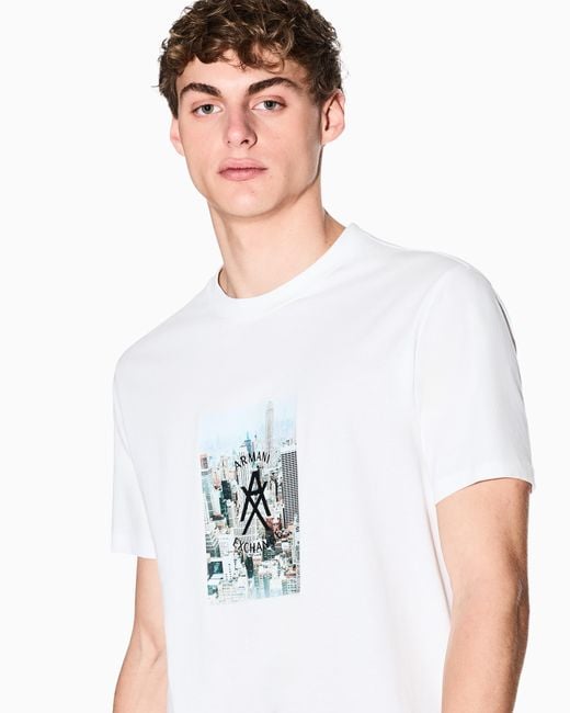 ARMANI EXCHANGE White Regular Fit Cotton T-Shirt for men