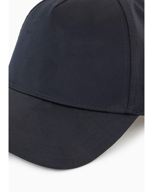Armani Exchange Blue Hat With Visor And Allover Logo for men