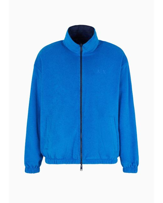 Armani Exchange Blue Windbreaker In Two-tone Asv Recycled Fabric for men