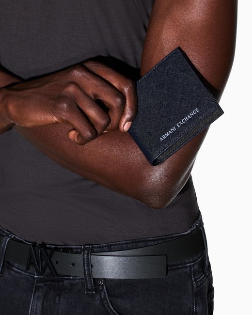 ARMANI EXCHANGE Blue Bifold Wallet With Credit Card Slots for men