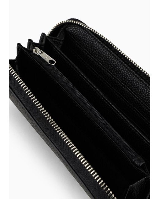 Armani Exchange Black Zip Around Wallet With Shaped Stitching