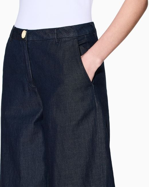ARMANI EXCHANGE Blue Chambray Fabric Trousers