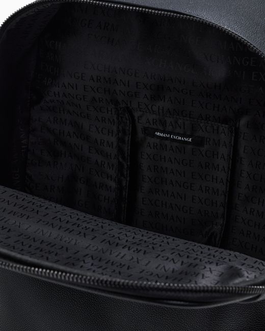 ARMANI EXCHANGE Black Minimalist Backpack With Adjustable Straps And Zip Closure for men