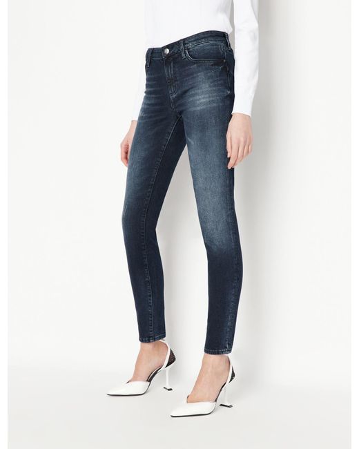 Armani Exchange J69 Super Skinny Lift-up Denim Jeans in Blue | Lyst