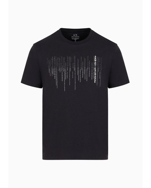 Armani Exchange Black Regular Fit T-shirt In Tone-on-tone Jersey for men