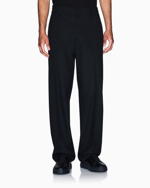 ARMANI EXCHANGE Black Pleated Trousers for men