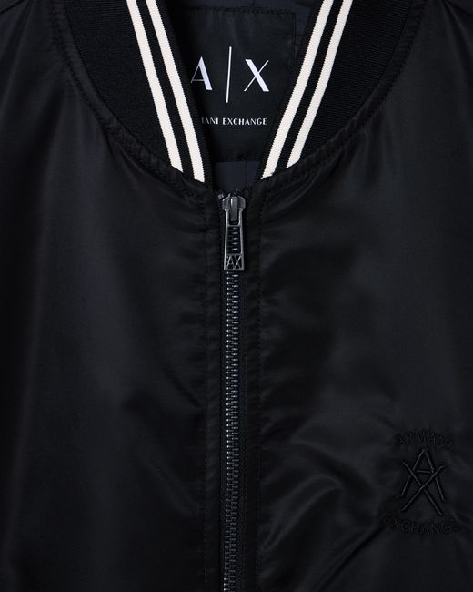 ARMANI EXCHANGE Blue Satin Bomber Blouson for men