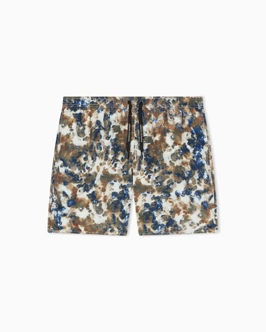 ARMANI EXCHANGE White All-Over Graphic Print Swimsuit for men