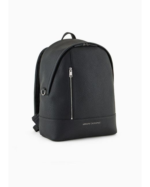Armani Exchange Black Backpack In Coated Fabric for men