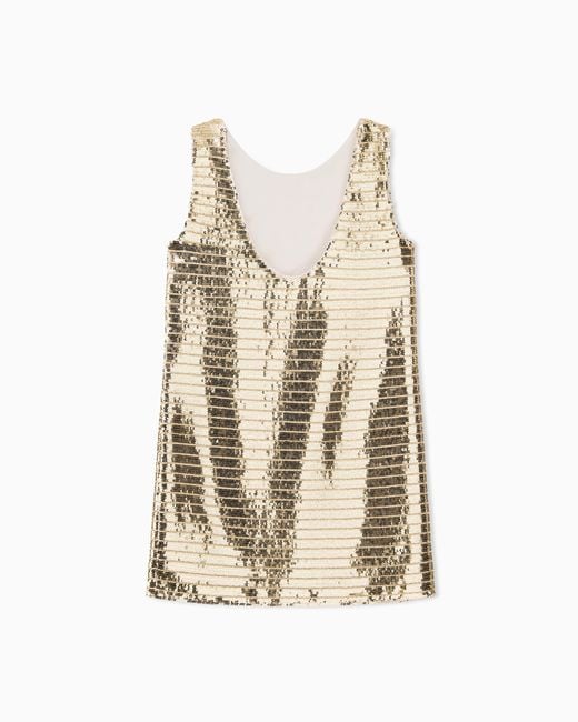 ARMANI EXCHANGE White Slim Fit Dress Chiffon With Sequins