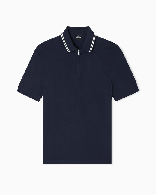 Polo De Algodón De Corte Regular ARMANI EXCHANGE de hombre de color Blue